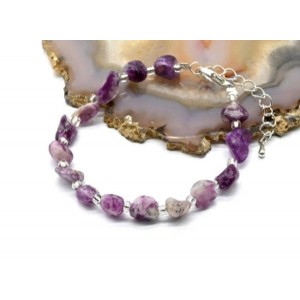 Браслет из лепидолита галтовка 4*6мм, 17см