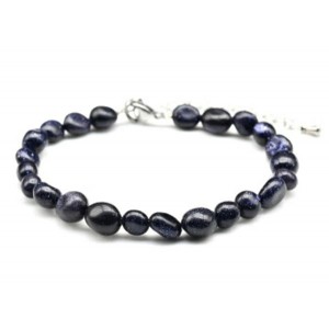 Браслет из авантюрина синего галтовка 7*10мм, 18см (иск.)