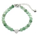 Браслет из авантюрина зеленого сердце 6*6мм, 17см