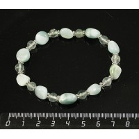 Браслет ангелит (овалы) и флюорит зеленый (шарик 6мм) на резинке