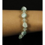 Браслет ангелит (овалы) и флюорит зеленый (шарик 6мм) на резинке