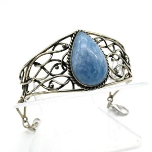 Браслет аквамарин "Капля", 17см.