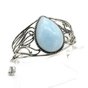 Браслет аквамарин "Капля", 18,5см.