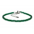 Браслет из циркона шарик гр.3мм цвет изумрудный, 17см (иск.)