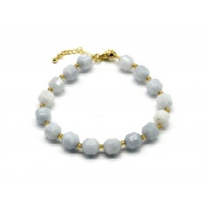 Браслет из кальцита граненые 8*10мм цвет аквамарин, 20см