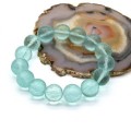 Браслет шарики 14мм из кварца цвет аквамарин, 16см (иск.)