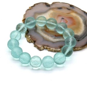 Браслет шарики 14мм из кварца цвет аквамарин, 16см (иск.) Браслет шарики 14мм из кварца цвет аквамарин, 16см (иск.)