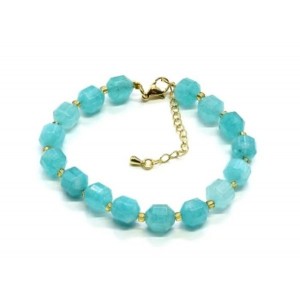 Граненый браслет из кальцита 8*10мм цвет амазонит, 20см