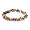 Браслет из Аметиста и Цитрина шарик гр.9мм, 20г