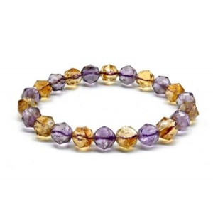 Браслет из Аметиста и Цитрина шарик гр.9мм, 20г