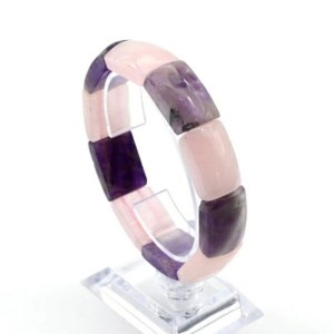 Браслет сегмент 15*22мм из розового кварца и аметиста
