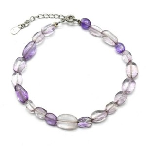 Браслет из аметиста светлого галтовка 6*8мм, 18см