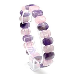 Браслет граненый 14*7мм из розового кварца и аметиста Браслет граненый 14*7мм из розового кварца и аметиста