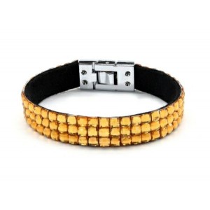 Широкий браслет на руку 12мм цвет цитрин, 18см (иск.)