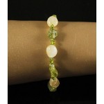 Браслет из цитрина (овалы) и хризолита необработанного, с хрусталем, на застежке