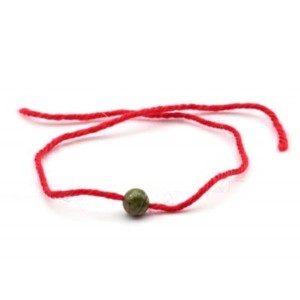 Браслет красная нить с унакитом "Скорпион" шарик 6мм, 33см