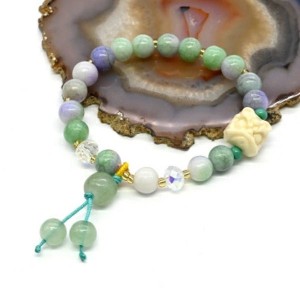 Браслет Голова Льва шарик 8мм цвет бирюзовый, 17см (иск.)