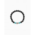 Браслет «Слоник», длина 18 см, камень пирит, лава, чёрный, бирюзовый