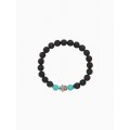 Браслет «Хамса», длина 18 см, камень пирит, лава, чёрный, бирюзовый