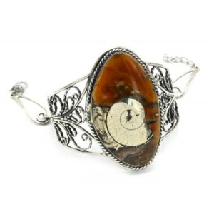 Браслет аммонит с симбирцитом, 16,5см