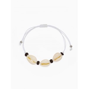 Браслет «перламутр» на нити, кокос, белый, цвет серебристый