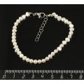 Браслет жемчуг белый 4-5мм, на застежке