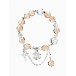 Браслет с Кулонми «Сахарный» перламутр, шар №10/8, d=6 см, шампань, цвет серебристый