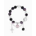 Браслет с Кулонми «Сахарный» перламутр, шар №10/8, d=6 см, чёрно-фиолетовый, цвет серебристый