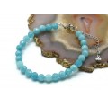 Браслет с шариками кальцита 6мм с замком, цвет лазурный