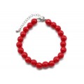 Браслет с шариками кальцита 8мм с замком, цвет красный, 19см