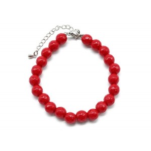 Браслет с шариками кальцита 8мм с замком, цвет красный, 19см