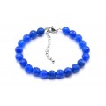 Браслет с шариками кальцита 8мм с замком, цвет васильковый, 19см