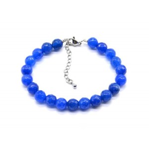 Браслет с шариками кальцита 8мм с замком, цвет васильковый, 19см Браслет с шариками кальцита 8мм с замком, цвет васильковый, 19см