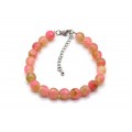 Браслет с шариками кальцита 8мм с замком, цвет клубничный, 19см