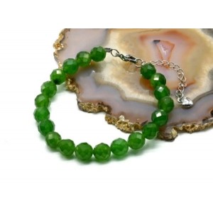 Браслет с шариками кальцита 8мм с замком, цвет нефрит