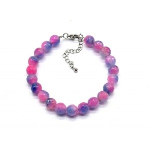 Браслет с шариками кальцита 8мм с замком, цвет турмалин, 19см