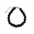 Браслет с шариками кальцита 8мм с замком, цвет черный, 19см