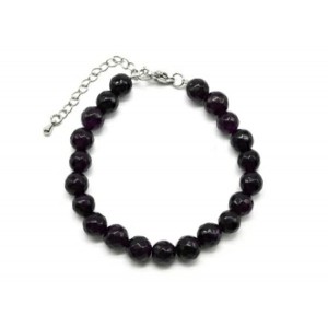 Браслет с шариками кальцита 8мм с замком, цвет фиолетовый, 19см