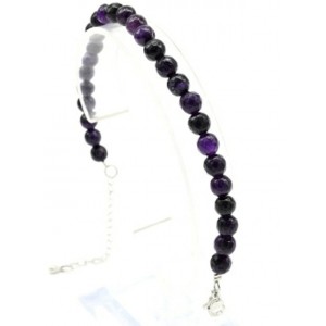 Браслет с шариками кальцита 6мм с замком, цвет фиолетовый, 18см