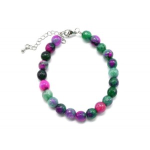 Браслет с шариками кальцита 8мм с замком, цвет цоизит, 19см