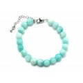 Браслет с шариками кальцита 8мм с замком, цвет лазурный, 19см