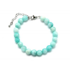 Браслет с шариками кальцита 8мм с замком, цвет лазурный, 19см Браслет с шариками кальцита 8мм с замком, цвет лазурный, 19см