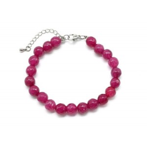 Браслет с шариками кальцита 8мм с замком, цвет лиловый, 19см