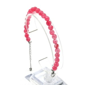 Браслет с шариками кальцита 6мм с замком, цвет розовый, 18см