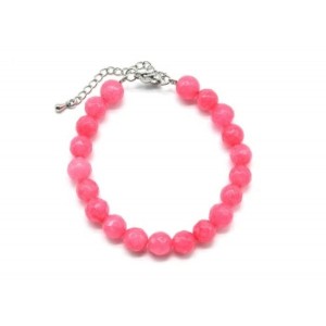Браслет с шариками кальцита 8мм с замком, цвет розовый, 19см
