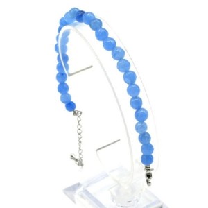 Браслет с шариками кальцита 6мм с замком, цвет голубой, 18см