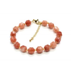 Граненый браслет из кальцита 8*10мм цвет клубничный, 20см Граненый браслет из кальцита 8*10мм цвет клубничный, 20см