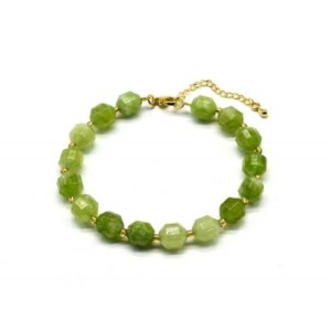 Браслет из кальцита граненые 8*10мм цвет хризолит, 21см