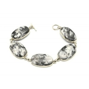 Браслет кварц с включениями турмалина шерл, 21см.