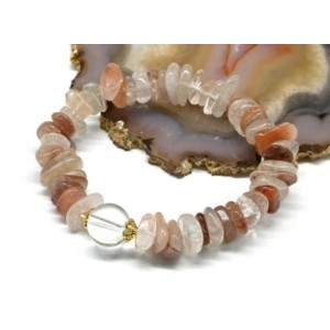 Браслет с крошкой рутилового кварца с шариком из хрусталя, 15см